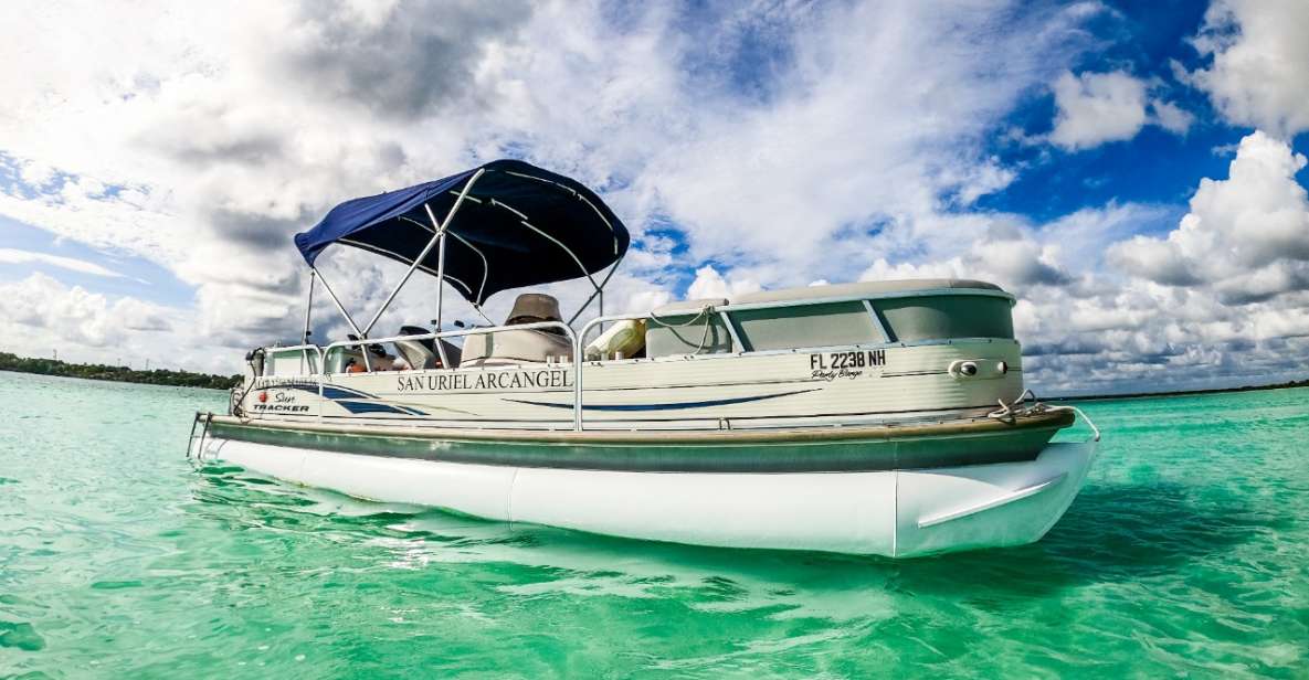 3hr Pontoon Boat Tour With Beach Club Access and Free Kayaks - Boat Cruise to MJ65+PC Bacalar