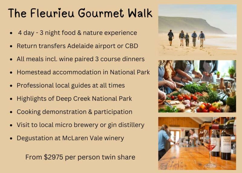 Adelaide: Fleurieu Gourmet 4-Day Walking Tour - Key Points