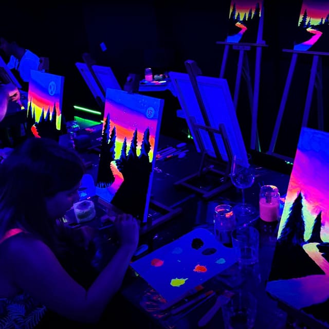 Barcelona: Fluorescent Painting Workshop with Wine and Creativity - Key Points