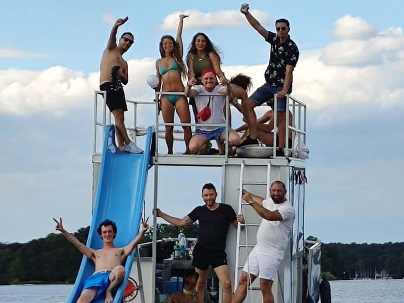 Berlin: Boat Rental BBQ boat with waterslide for 12 people - Key Points