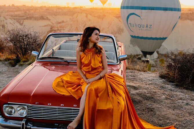Cappadocia Private Photo Shoot with Flying Dress + Vintage Car - The Sum Up