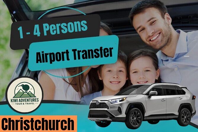 Christchurch INTL Airport Car Transfer to City max 4 persons - Key Points