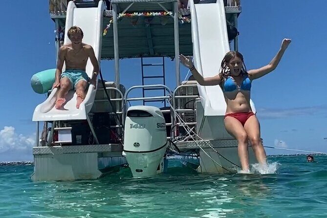 Crab Island Charter Four Hours! Double Decker Pontoon 2 Slides - Features that Boost the Fun Factor