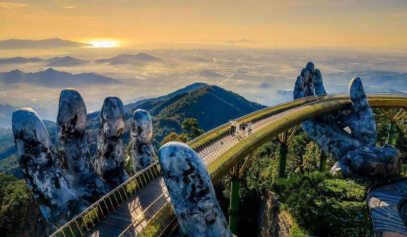 Da Nang: Golden Bridge, Lady Buddha, Marble Mountain By Car - The Architectural Marvel of the Golden Bridge