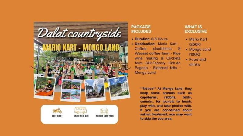 Dalat: Mario Kart - Crazy House - Countryside Tour - Key Points
