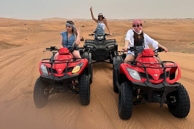 Dubai: Desert Safari, Quad Bike and Sand Boarding With BBQ Dinner - Exhilarating Dune Bashing Experience