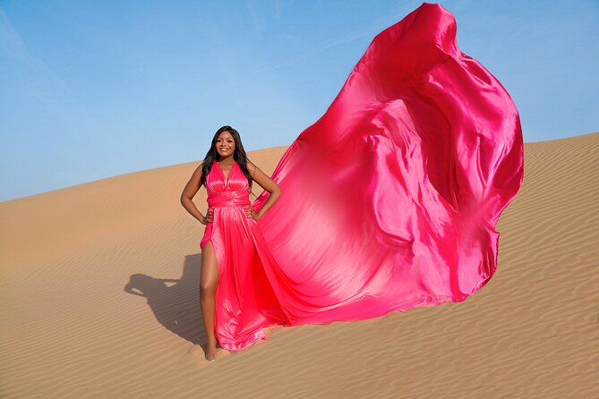 Dubai Flying Dress Photo and Video Shoot in Desert - Photographers Commitment to Memorable Captures