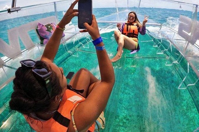 Explore Caribbean in a Transparent Boat in Isla Mujeres - Marine Life and Reefs