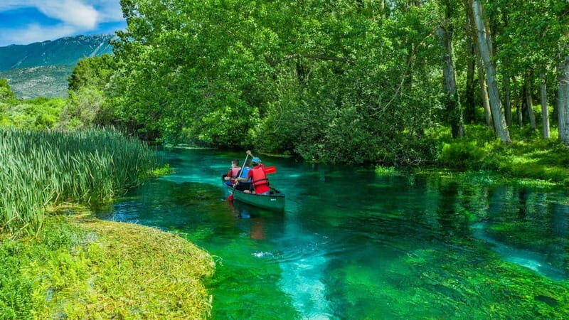 Fiume Tirino, Abruzzo: Canoa e E-Bike Tour con pranzo - The Itinerary in Detail