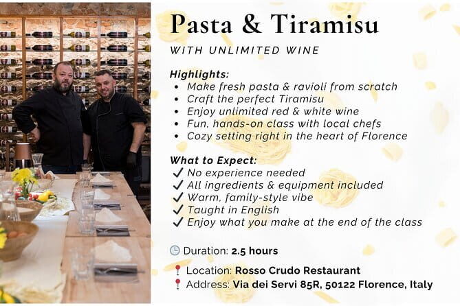 Florence Handmade Pasta Lessons, No Limit Wine, Tiramisu - The Itinerary in Detail: A Taste of Florence’s Culinary Heart