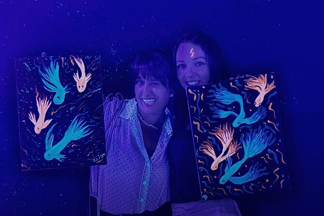 Fluorescent Painting Class with Wine in Barcelona - Key Points
