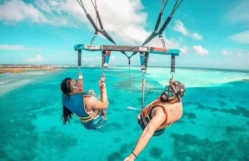 Fly over the 7-Colored Sea Parasail San Andres + Go PRO Camera Included - Key Points