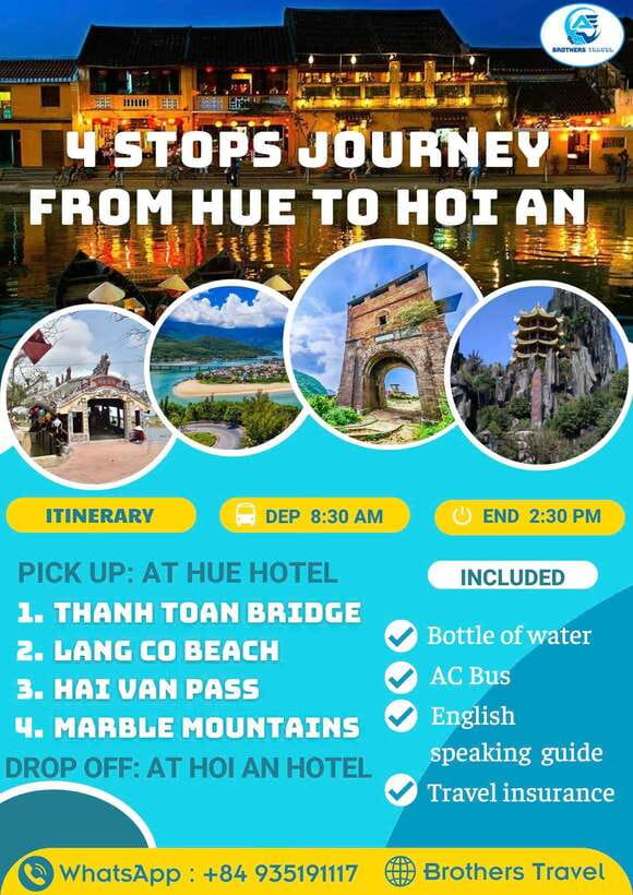 From Hue: Hoi an Guided Bus Tour With 4 Sightseeing Stops - Discovering Thanh Toan Bridge