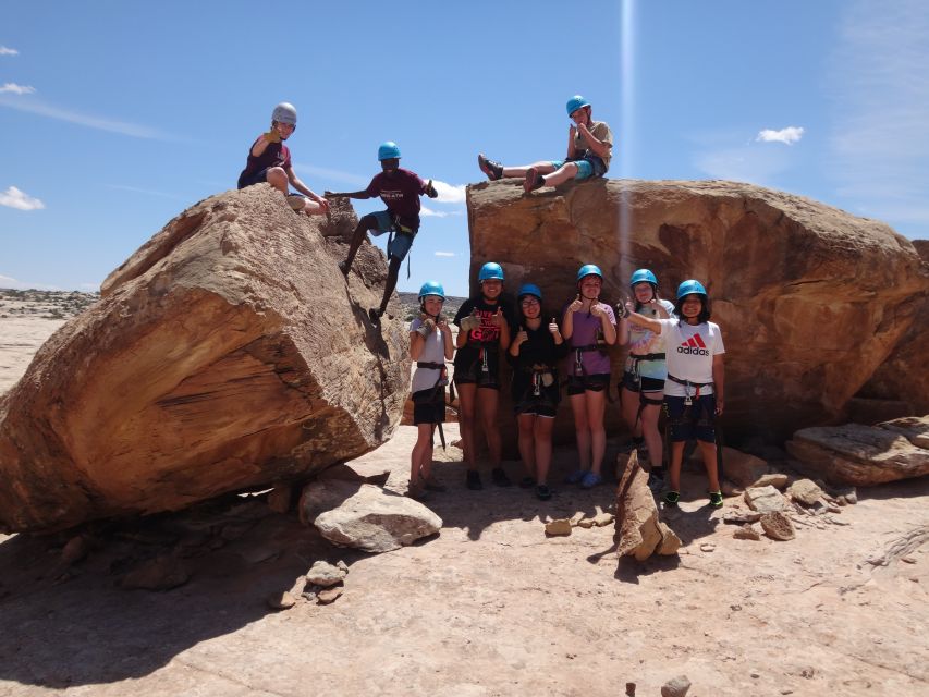 From Moab: Rock of Ages Moderate Rappelling Obstacle Course - Traversing the Slot Canyon
