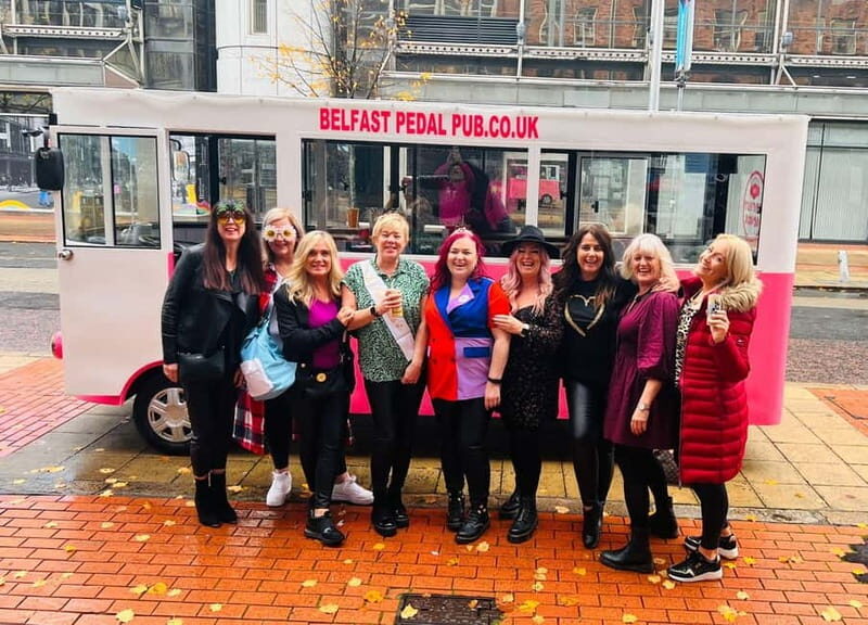 Fully Enclosed Pink Party Bike around Belfast - A Practical and Fun Belfast Experience