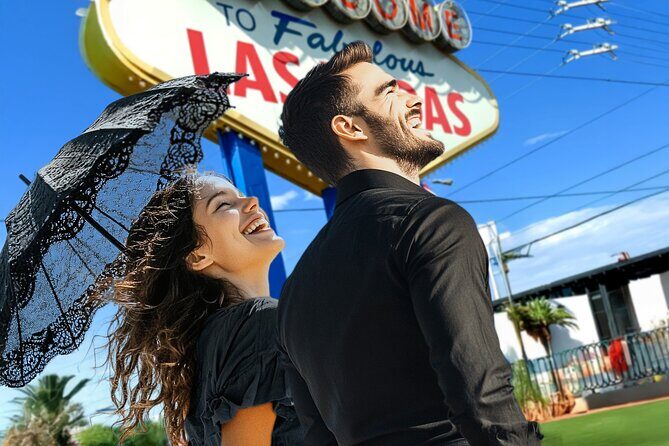 Goth Wedding or Vow Renewal at Vegas Sign with Props and Photos - Key Points