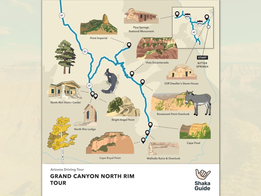 Grand Canyon North Rim: Self-Guided GPS Audio Tour - Tour Itinerary