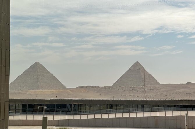 Grand Egyptian Museum, Grand Staircase, New Galleries & Lunch - Views of Nearby Pyramids