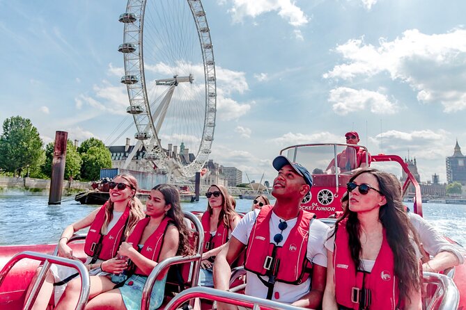 High-Speed Thames River Speedboat in London - Safety and Lifejacket
