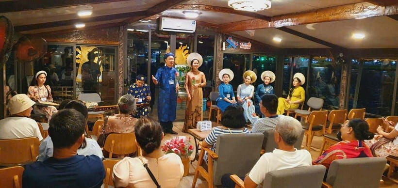 Hue Cyclo Tour, Folk Music on Perfume River With Hue Cuisine - The Perfume River Musical Performance