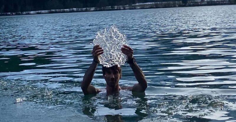 Ice Bathing in the Mountain Lake - Health Benefits of Cold Exposure