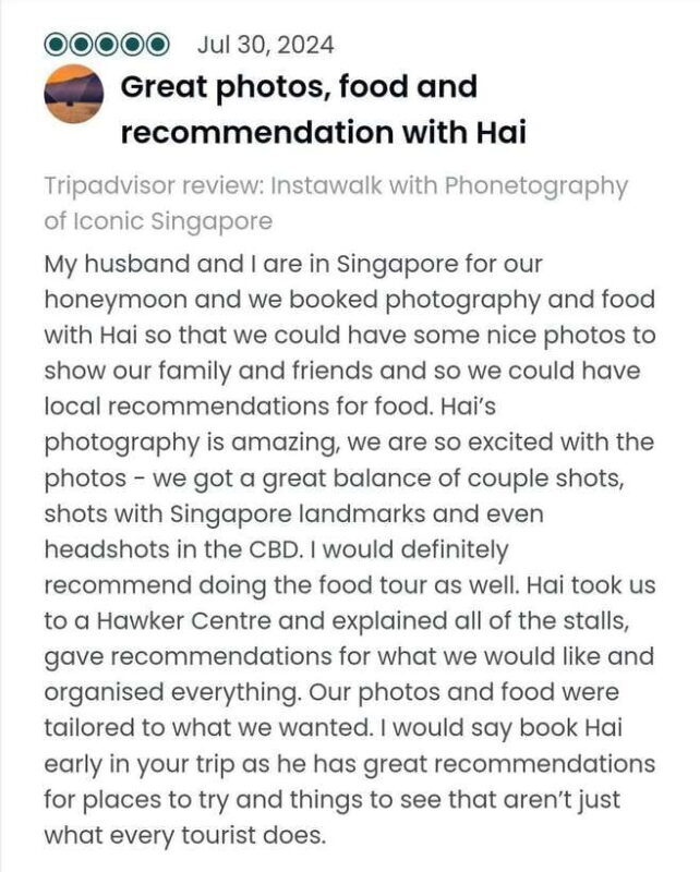 Instawalks of Iconic Singapore Photography Services - Authentic Experiences and Real Feedback