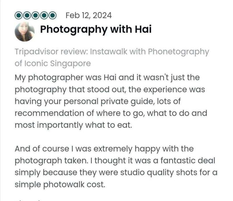 Instawalks of Iconic Singapore Photography Services - Detailed Breakdown of the Experience