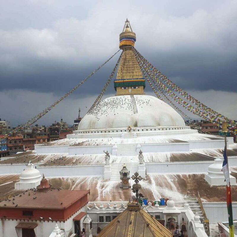 Kathmandu Top 4 UNESCO World Heritage Sites Private Day Tour - Boudhanath Stupa: The Enormous Tibetan-Influenced Monument