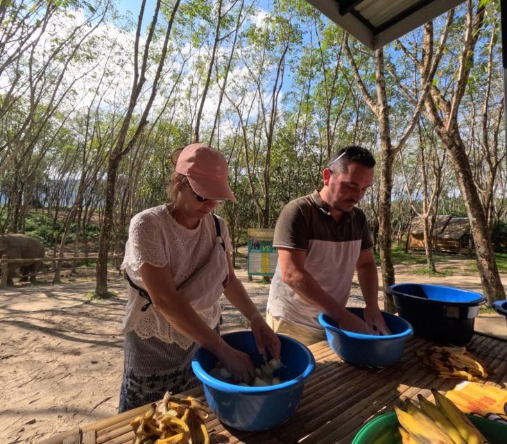 Khaolak Ethical Elephant Sanctuary Snack Making & Feeding - Interacting With the Rescued Elephants
