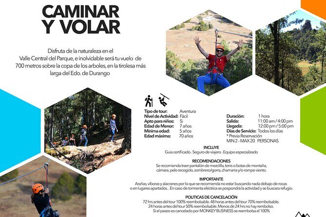 La Pirámide Park / WALK AND FLY (Zipline) - Key Points