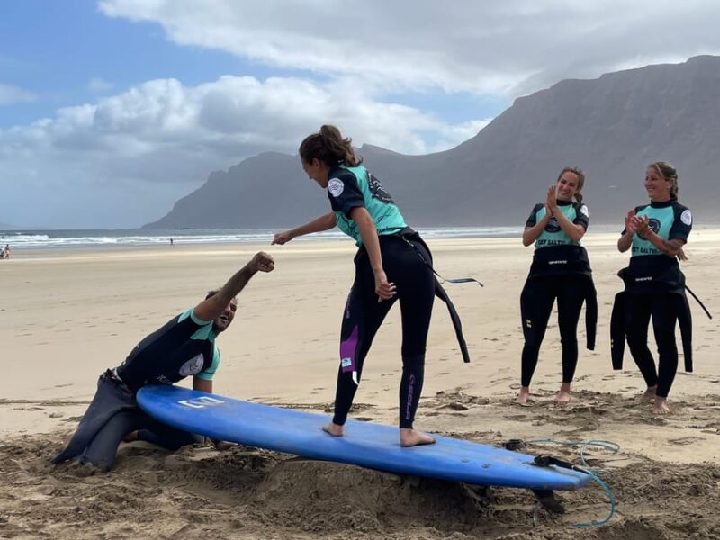 Lanzarote: Dynamic Surf Lessons With Friends or Private Lessons in Famara - Surfboard and Wetsuit Provided for Hassle-Free Experience
