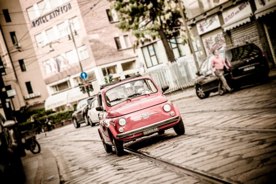 Milan: Slow Tour by Vintage Red Fiat 500 (1 Hour, 1 Stop) - Key Points