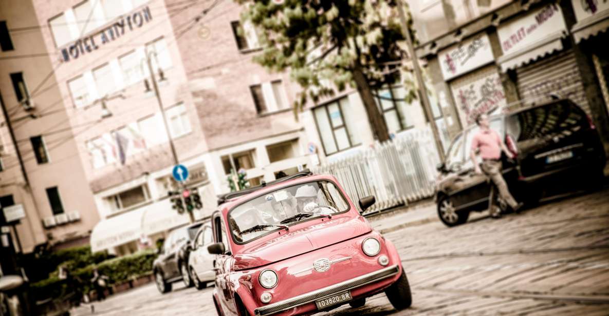 Milan: Slow Tour by Vintage Red Fiat 500 (1 Hour, 1 Stop) - Vintage Ride Experience
