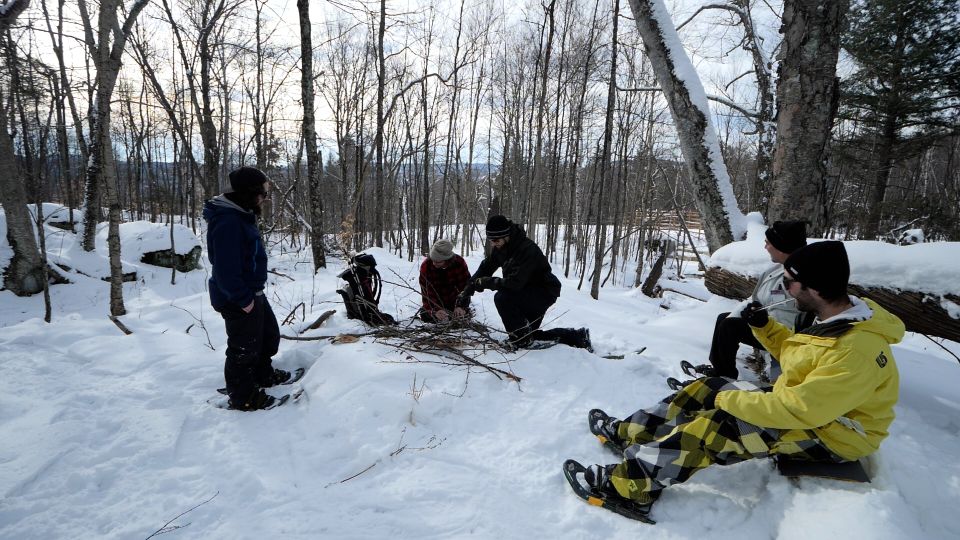 Mont-Tremblant: Fire Man Guided Snowshoe Tour - Building a Fire