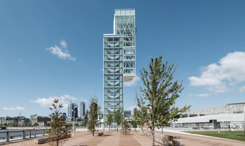 Montreal: Port of Montreal Glass Tower Entry With Exhibits - Panoramic Views of Montreal