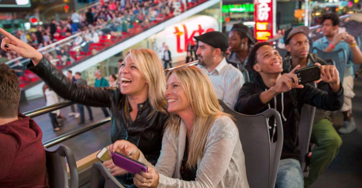 Nyc: Sightseeing Night Tour by Open-Top Bus With Live Guide - Multilingual Live Guidance