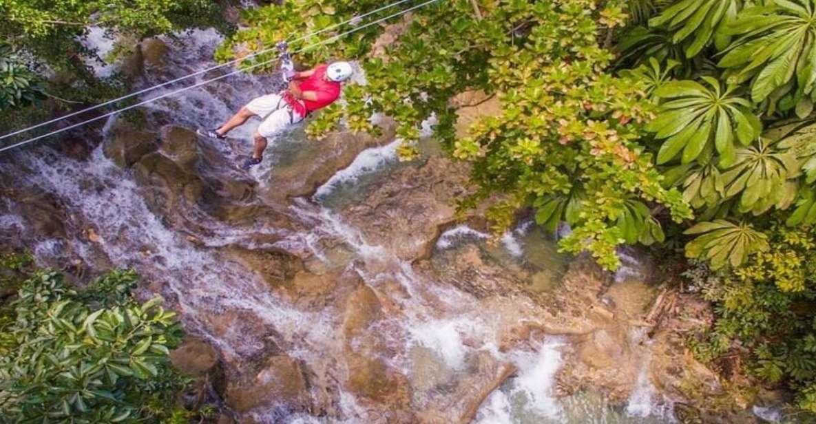 Ocho Rio: Dunns River Falls, Rafting, Horses & Ziplines Tour - Jamaican Lunch at Scotches Jerk