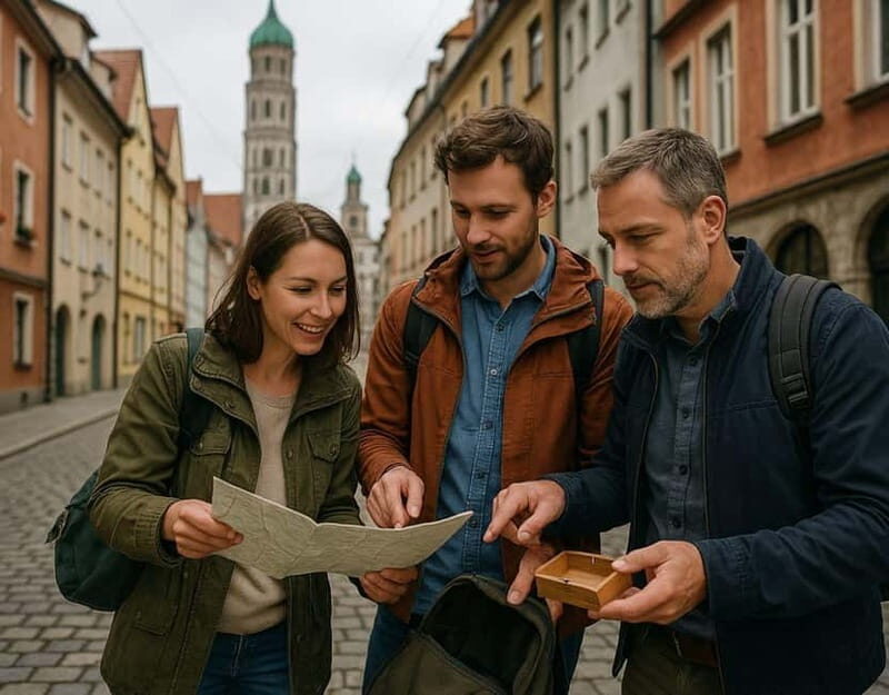 Outdoor Escape Game with puzzle backpack Augsburg: The Merchant's Seal - Authentic Experience with Practical Details