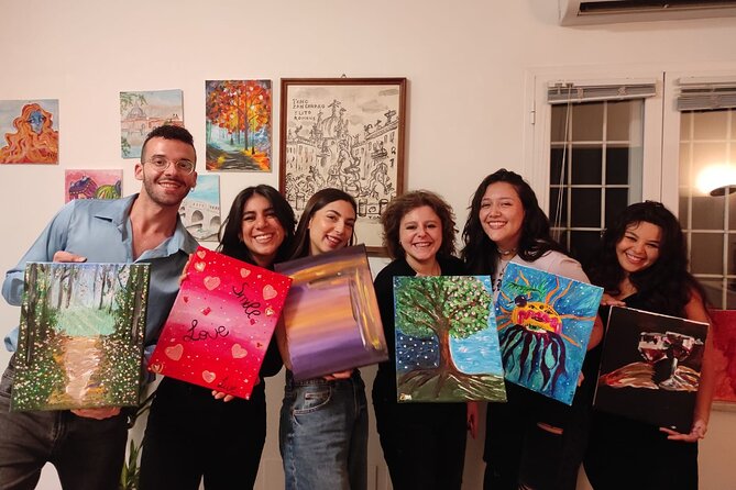 Paint and Free Flowing Wine Art Class in Rome - Inclusions