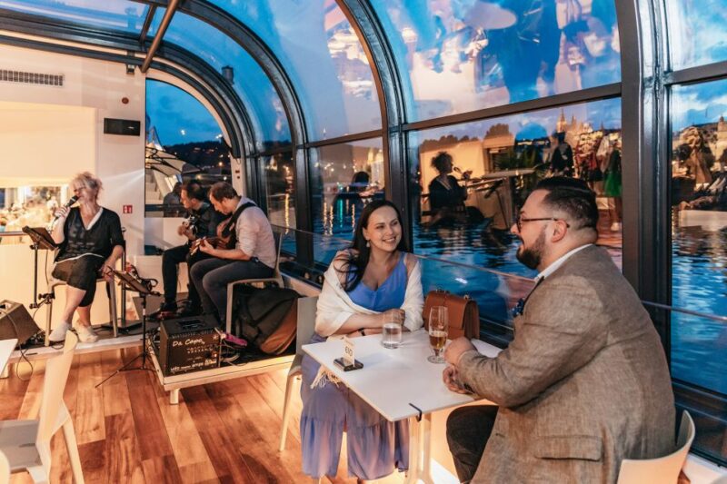 Prague: Sightseeing Dinner Cruise on Open-Top Glass Boat - Dining Experience
