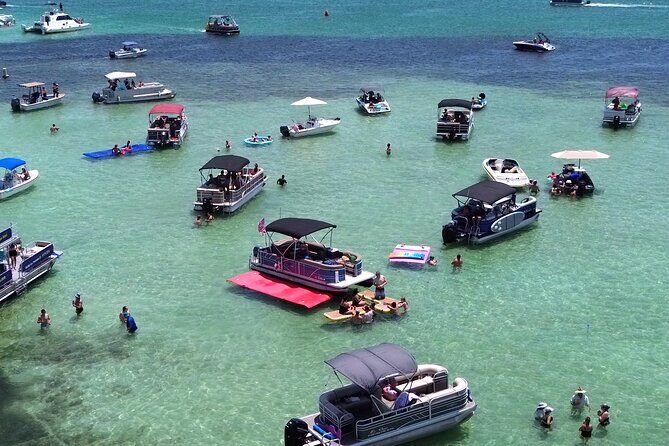 Private Crab Island Pontoon Charter with Bote Hangout Floats! - Key Points