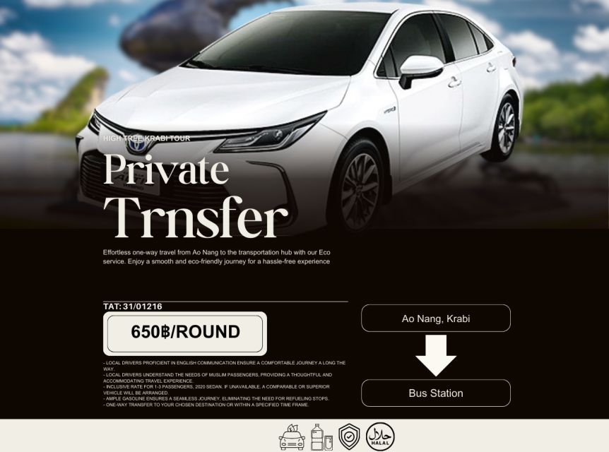 Private Eco-Transfer: One-way Ao Nang - Bus Station, Krabi - Key Points