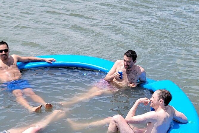 Private Tiki Boat Beach from Tybee Island Swim and Chill - Key Points