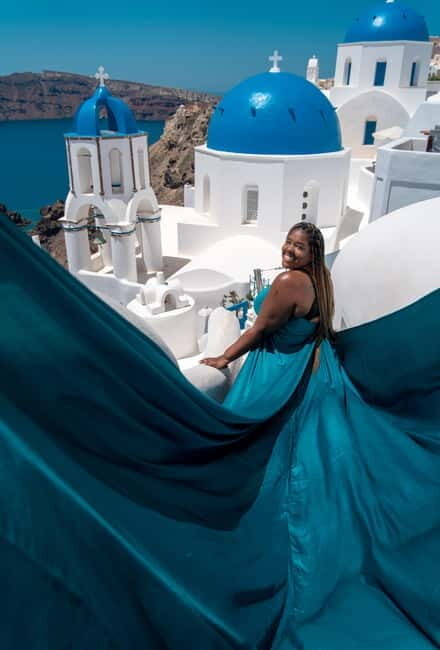 Santorini: Flying Dress Photoshoot Private Entry to Blue Dom - An Honest Look at What to Expect