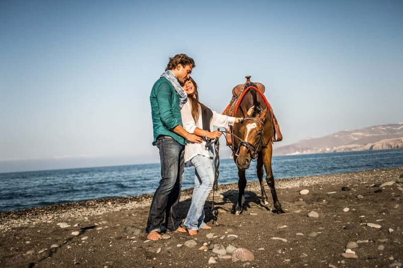 Santorini: Horseback Riding on the Black Sandy Eros Beach - The Beach Stop and Photo Opportunities