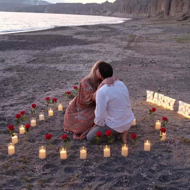 Santorini: Vlychada Beach Romantic Proposal Package - Key Points