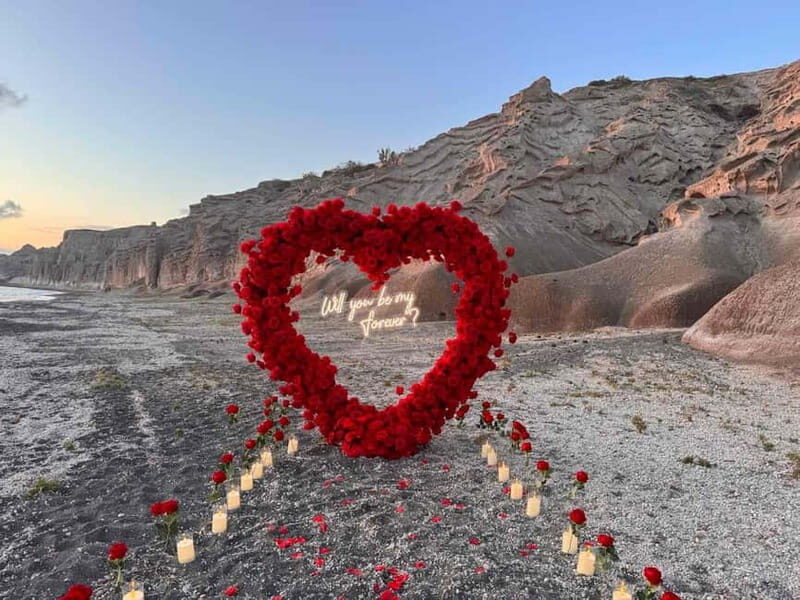 Santorini: Vlychada Beach Wedding Proposal with Heart Arch - Key Points