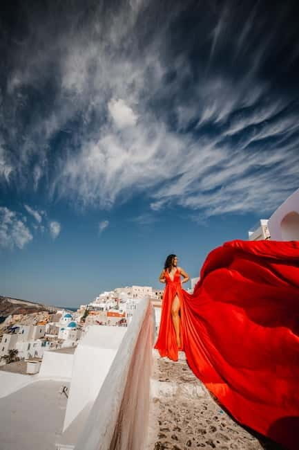 Santorini:Flying Dress shoot with Professional photographer - Key Points