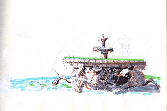 Sketching in Rome Villa Borghese Private lesson with Guido - The Sea Horse Fountain: A Sculptural Highlight