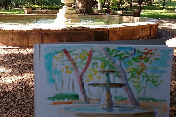 Sketching in Rome Villa Borghese Private lesson with Guido - The Temple of Diana and Garden of the Lake
